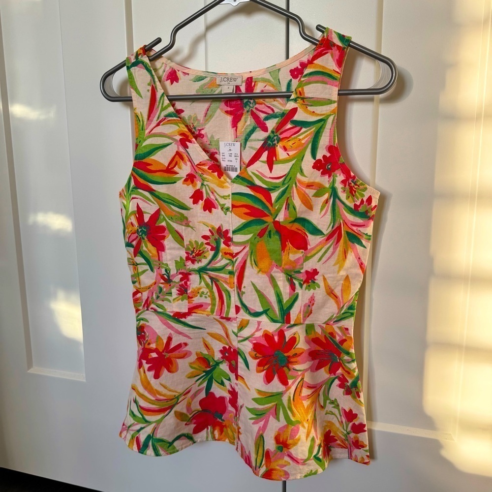 J. Crew Sleeveless Tropical Print Top